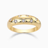 Star-Set Moissanite Dome Band Ring in yellow gold vermeil with star stones