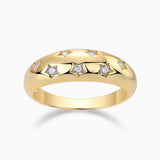 Star-Set Moissanite Dome Band Ring in yellow gold vermeil with star stones