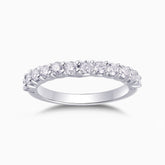 Half pavé eternity band in white gold vermeil with round moissanite stones