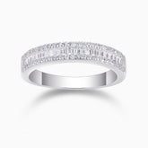 Moissanite half-row stacking band ring, white gold vermeil, paved sparkle on top