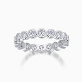 Moissanite full eternity band ring in white gold vermeil with round stones