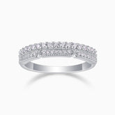 Moissanite half pavé eternity band, white gold vermeil, pavé stone row