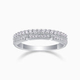 Moissanite half pavé eternity band, white gold vermeil, pavé stone row