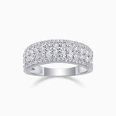 Four-row pavé moissanite eternity band, white gold vermeil, full sparkle front view