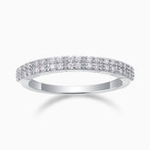 Moissanite half eternity band in white gold vermeil, pavé sparkle around top