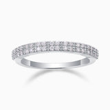 Moissanite half eternity band in white gold vermeil, pavé sparkle around top