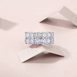 Two-row moissanite eternity band, full bezel setting with sparkling stones