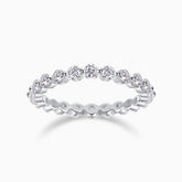 Round Cut Moissanite Eternity Band, white gold vermeil with round stones