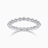 Round Cut Moissanite Eternity Band, white gold vermeil with round stones