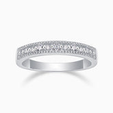 Cylen Moissanite Half Pave Eternity Band, white gold vermeil with small round stones