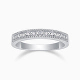 Cylen Moissanite Half Pave Eternity Band, white gold vermeil with small round stones