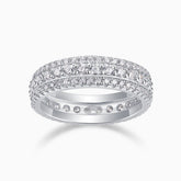 Moissanite pavé eternity band ring in white gold vermeil, full diamond-set band