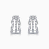 Moissanite Split Huggie-Earrings, U-förmige Fassung mit Reihe runder Steine