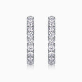 White gold vermeil hoop earrings with pavé-set moissanite squares along the band