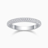White gold vermeil pavé moissanite wedding band, round stones all around