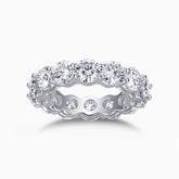 Round Moissanite Pavé wedding band, white-gold vermeil with round stones