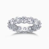 Round Moissanite Pavé wedding band, white-gold vermeil with round stones
