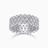Three-Row Pavé Moissanite Wide Band, breites Ringband mit drei Reihen funkelnder Steine