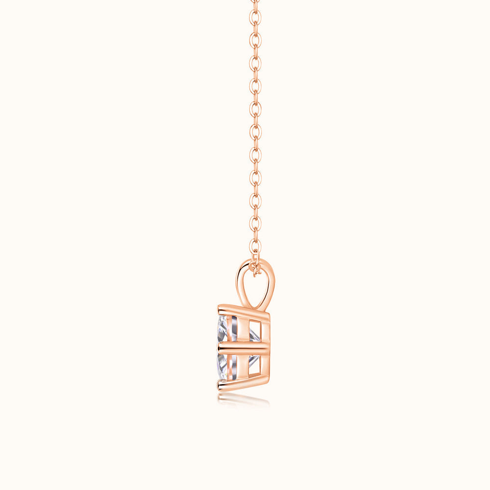 Rose gold vermeil moissanite pendant with heart bail and 6-prong crown setting