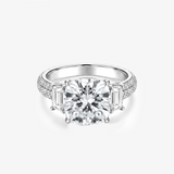 Cushion Moissanite Emerald Side Pavé Ring