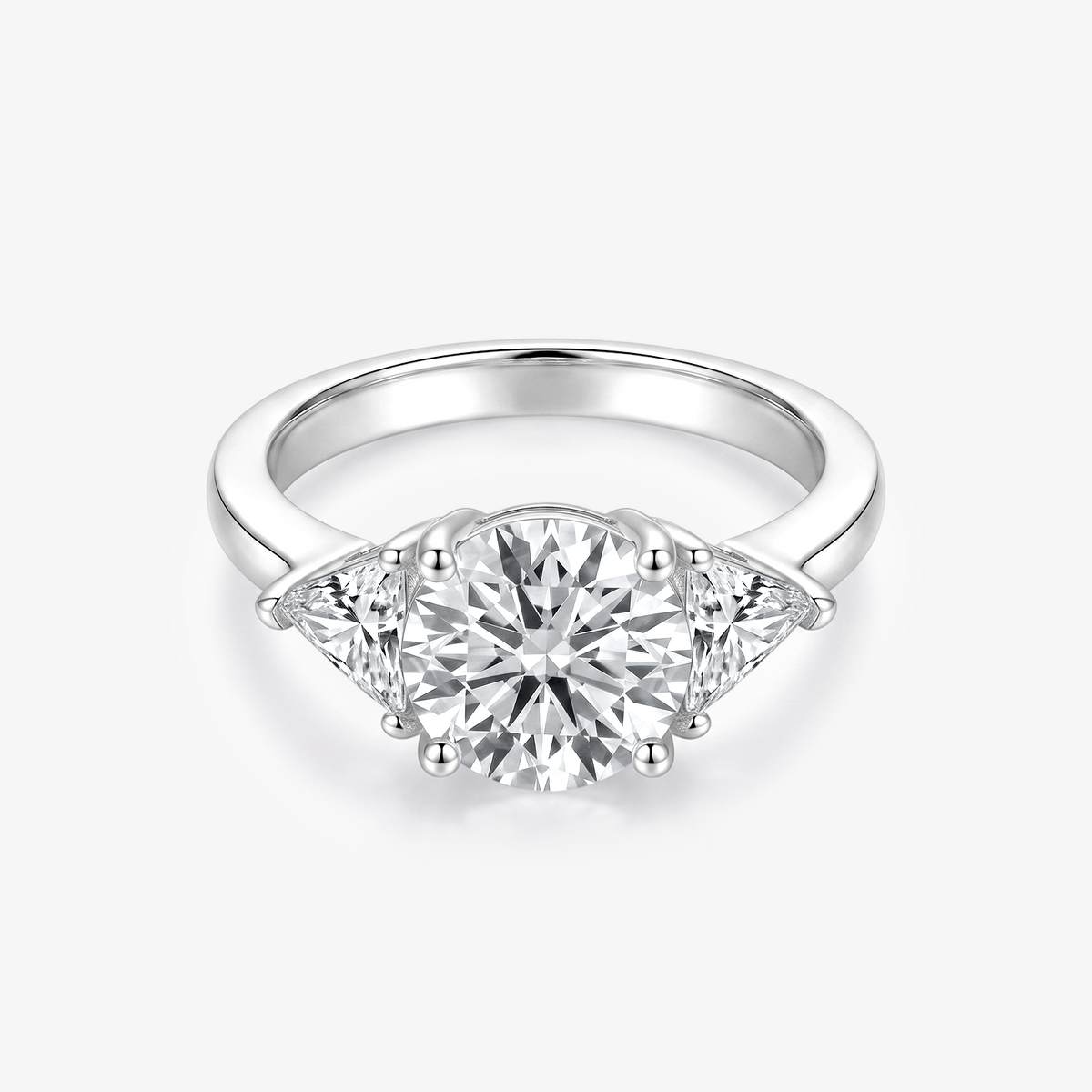 Round Moissanite Trillion Three Stone Ring