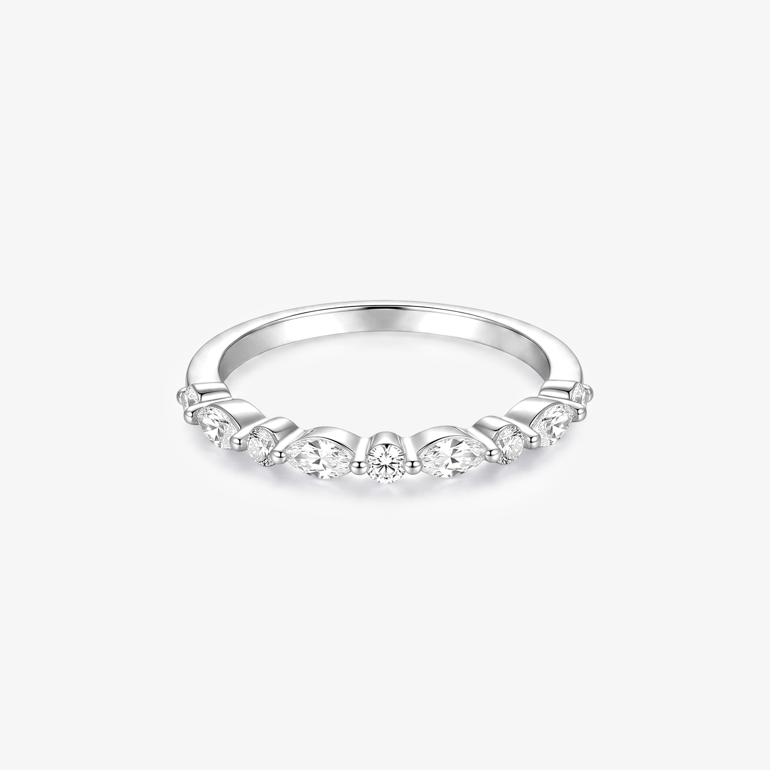 Marquise Round Alternating Half Eternity Ring