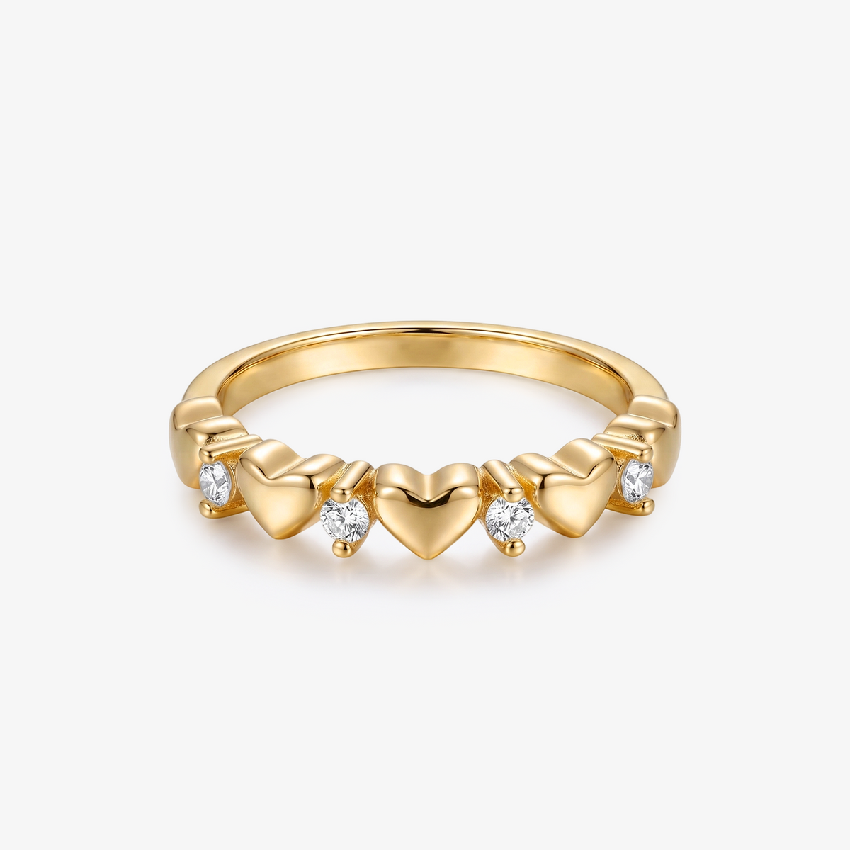 Moissanite Heart Motif Gold Band Ring