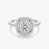 Round Moissanite Double Cushion Halo Ring