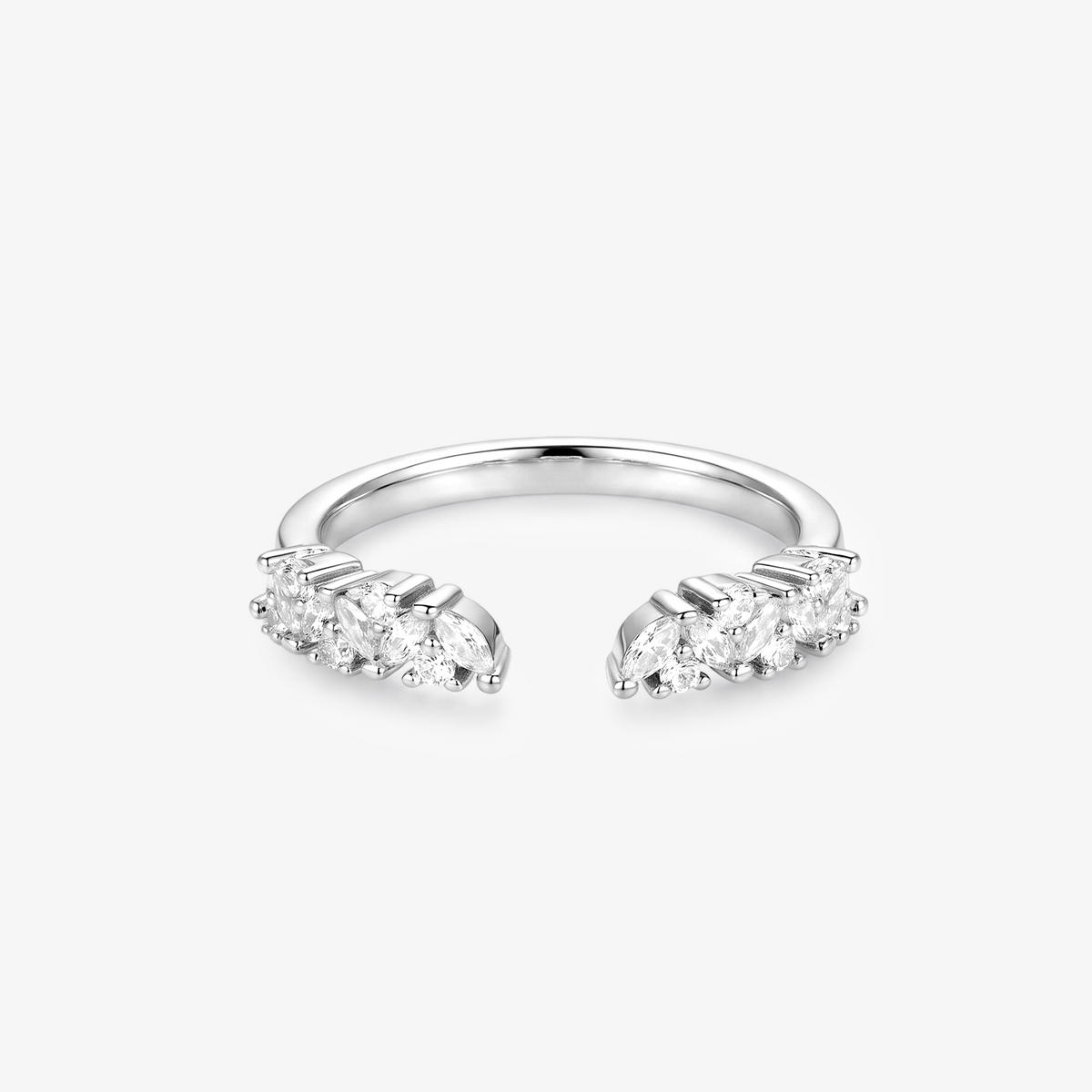 Marquise Round Moissanite Open Cluster Band