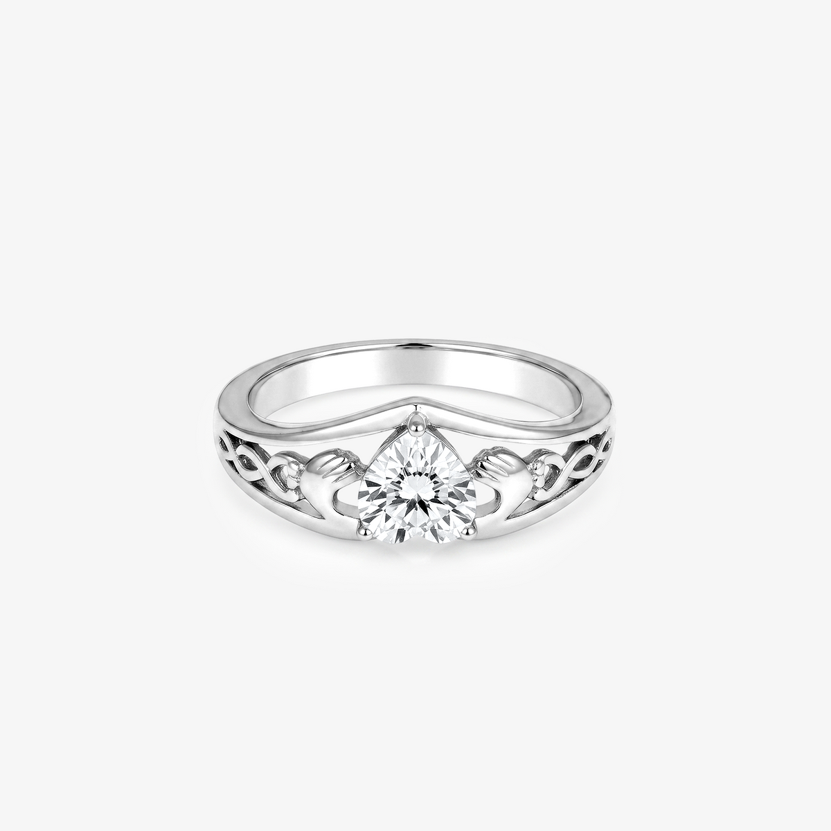 Heart Moissanite Celtic Claddagh Ring