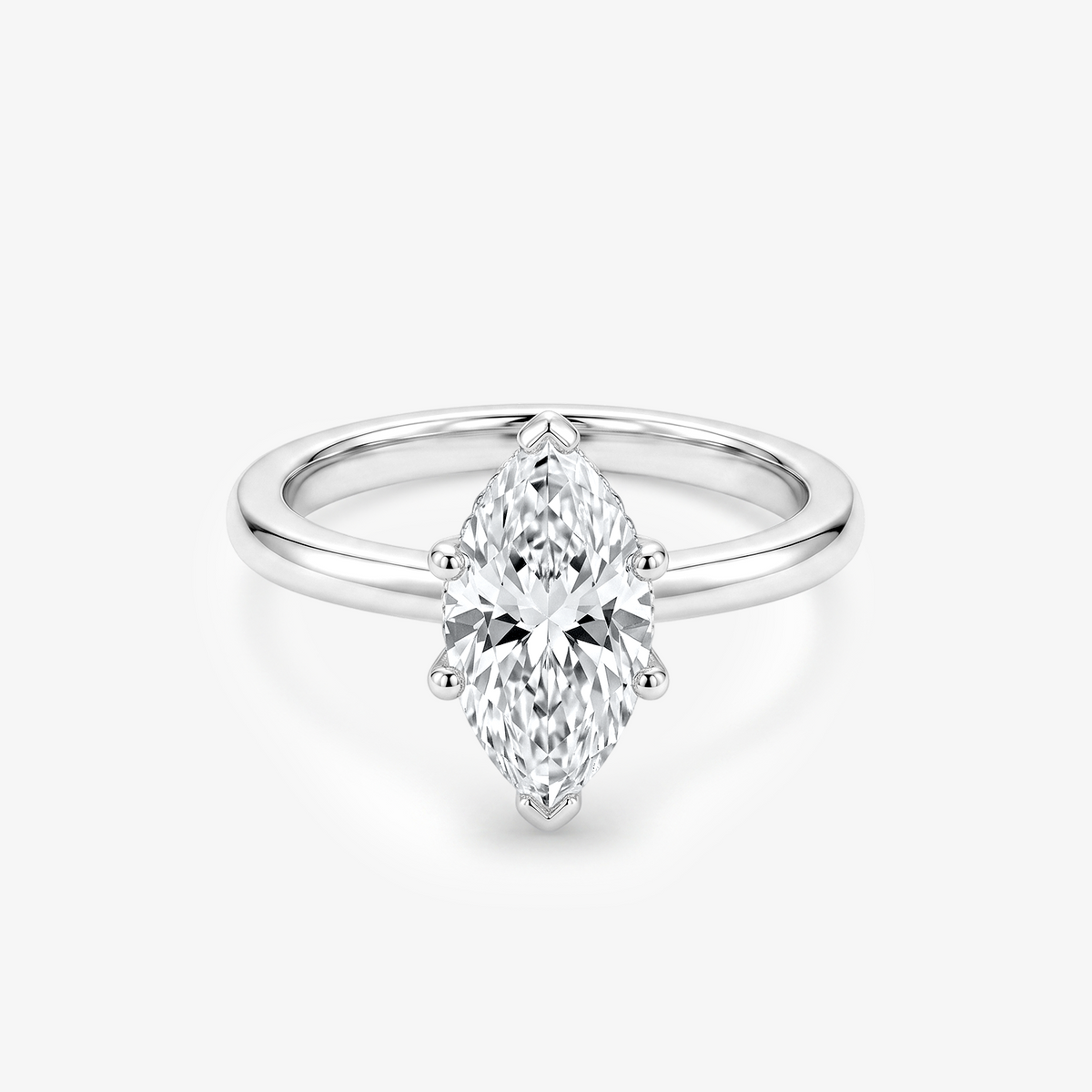 Marquise Moissanite Hidden Halo Solitaire Ring