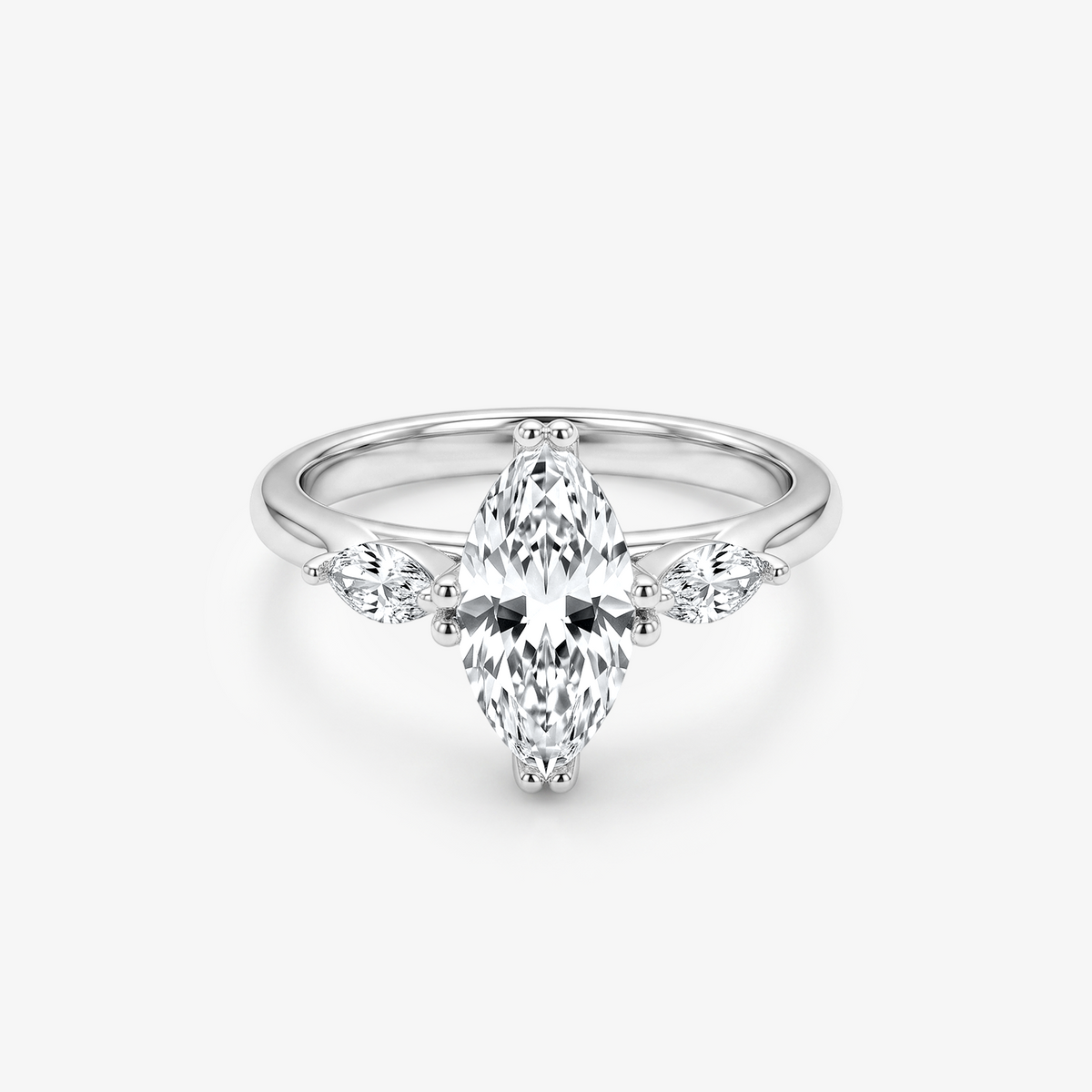 Marquise Moissanite Three Stone Ring