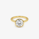 Round Moissanite Bezel Solitaire Gold Ring