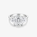 Emerald Moissanite Trillion Three Stone Ring