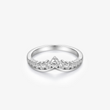 Round Moissanite Chevron Crown Band Ring