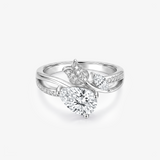Pear Moissanite Butterfly Wing Pavé Ring
