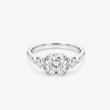 Cushion Moissanite Trillion Three Stone Ring