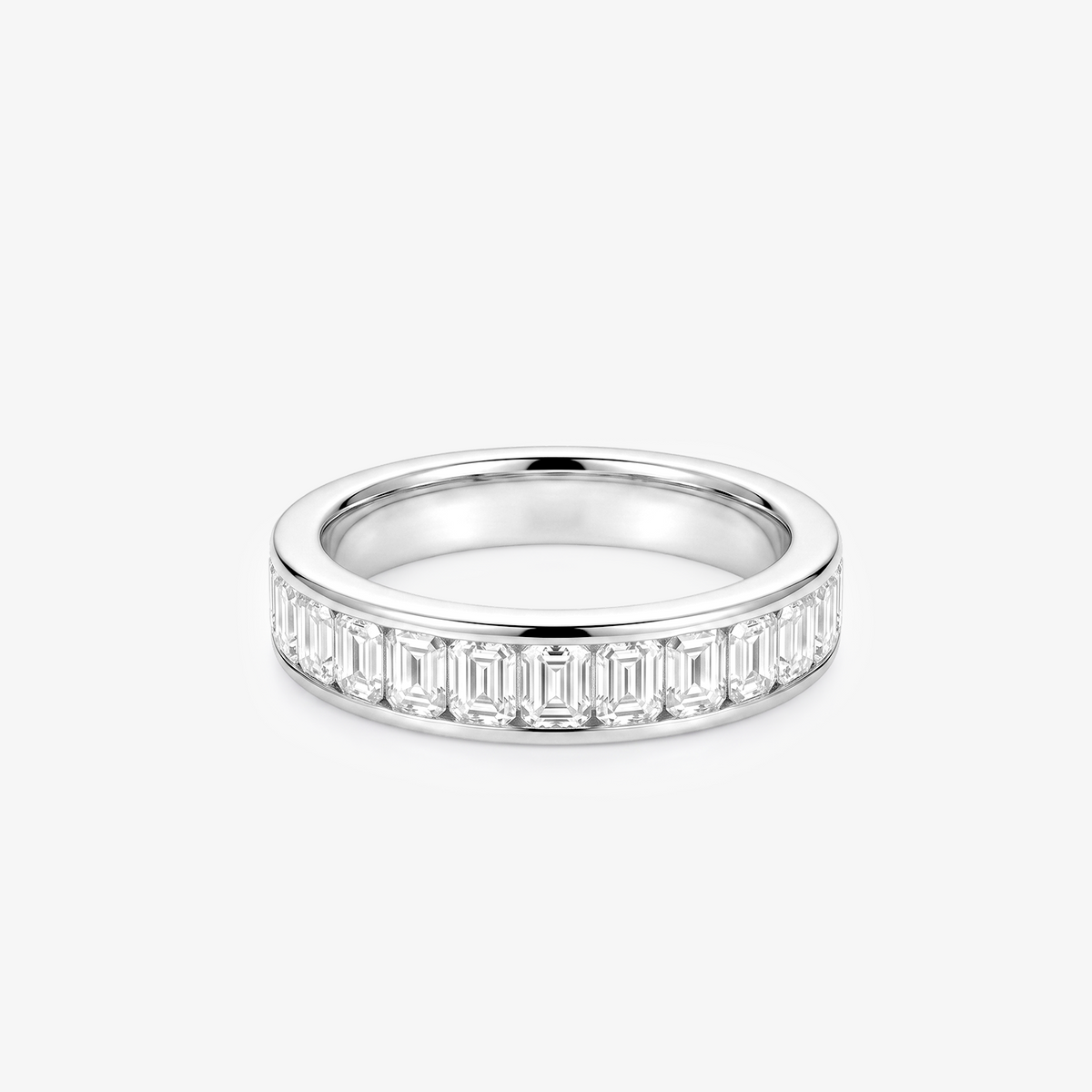 Emerald Moissanite Channel Half Eternity Band