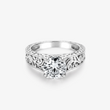 Round Moissanite Vintage Filigree Solitaire Ring