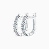 Double-row Pavé Moissanite Huggie hoops, white gold vermeil, bright stones