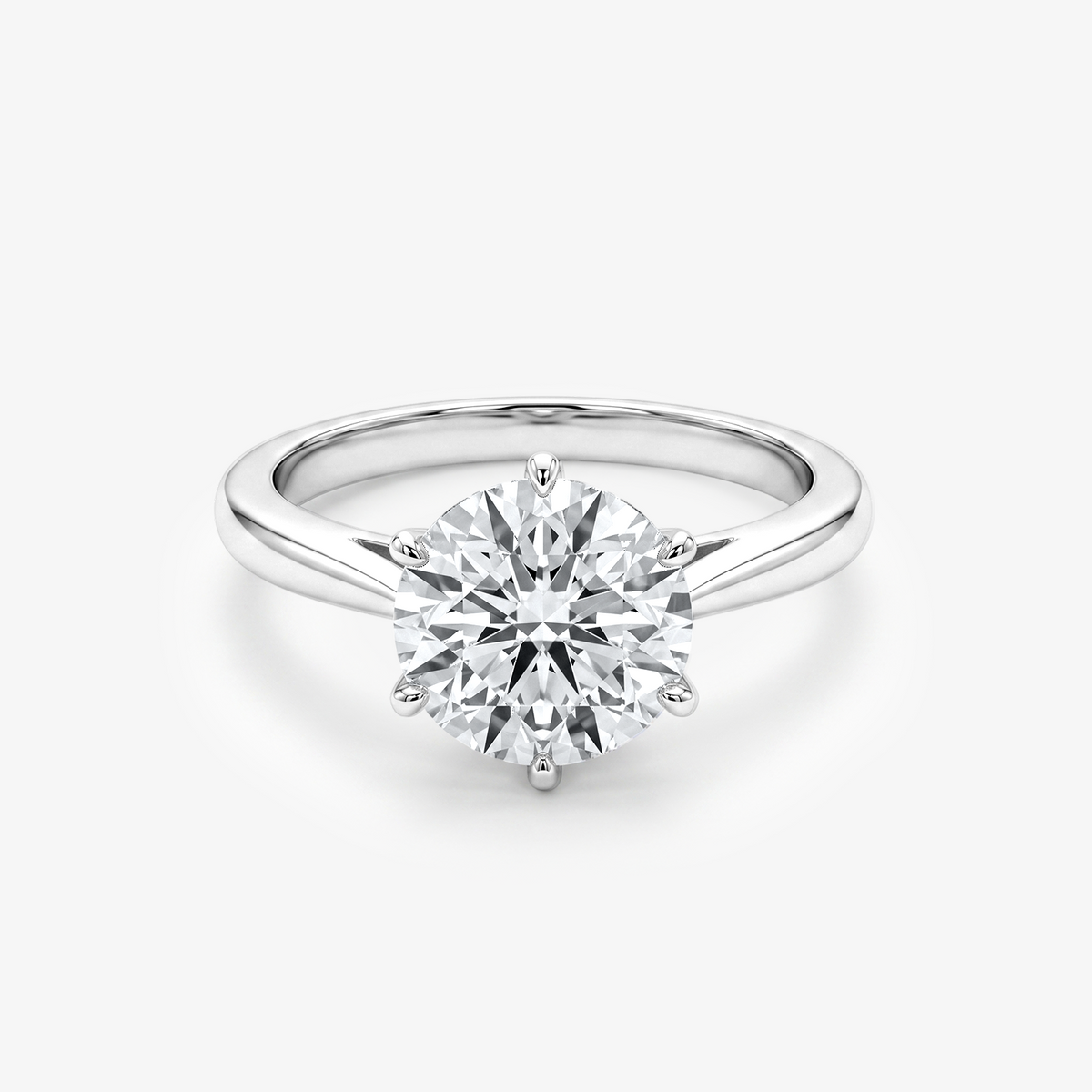 Round Moissanite Six Prong Solitaire Ring
