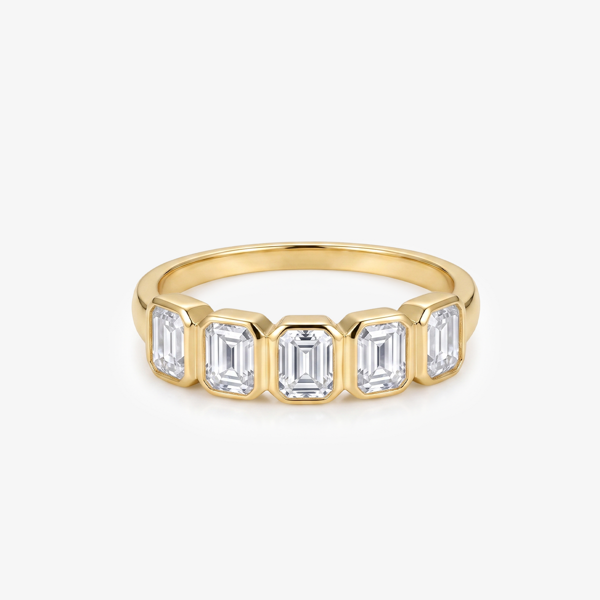 Emerald Moissanite Bezel Five Stone Band