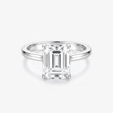 Emerald Moissanite Solitaire Plain Band Ring