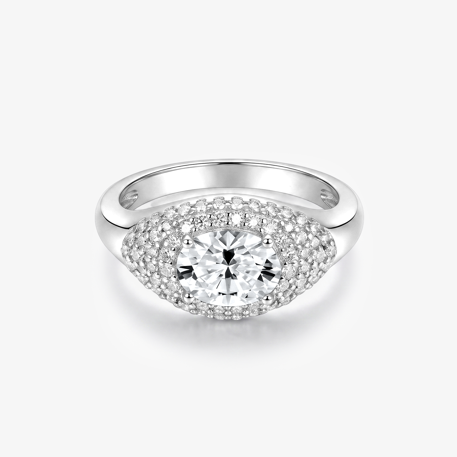 Oval Moissanite Dome Pavé Ring