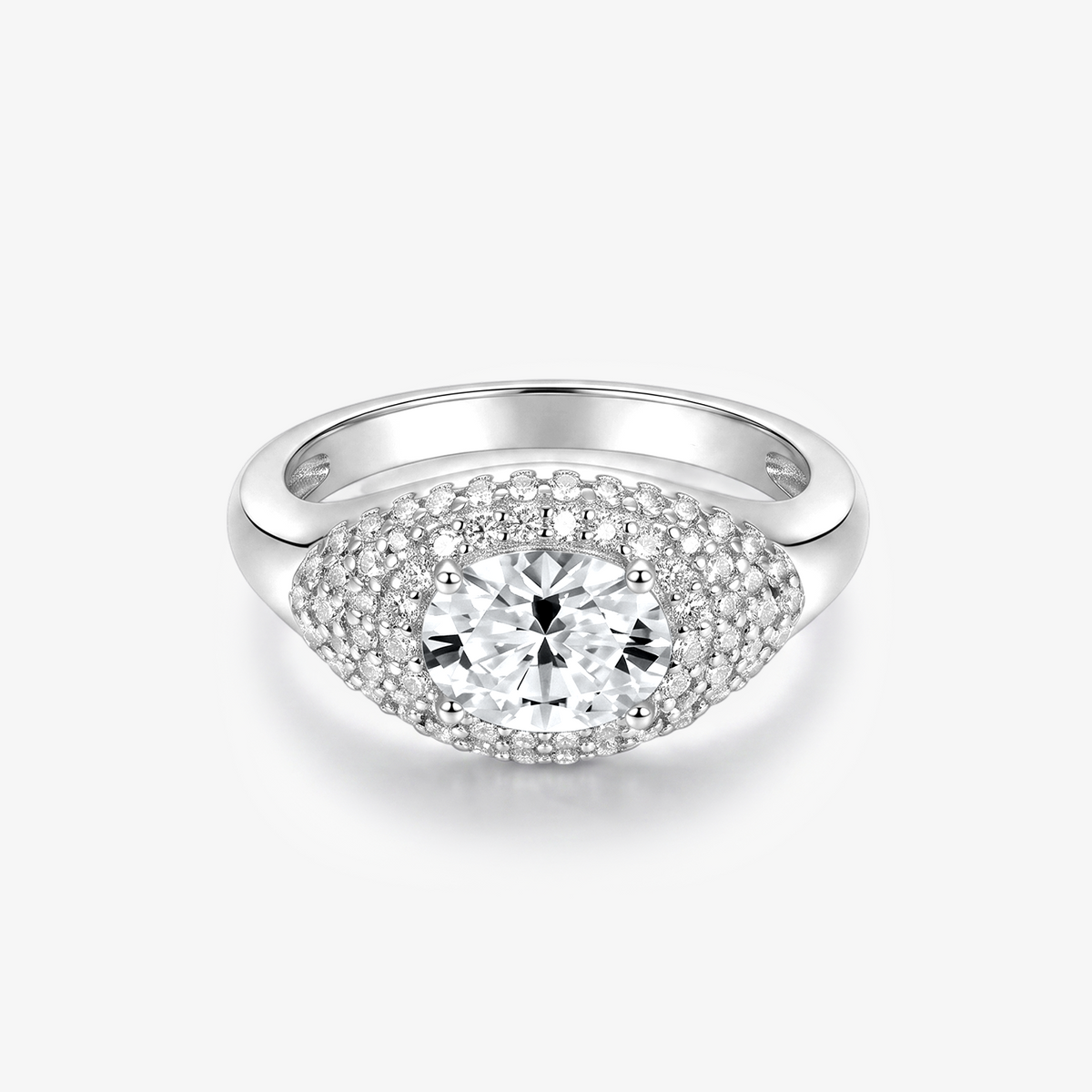 Oval Moissanite Dome Pavé Ring