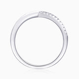 Profil intérieur de la bague croisée en or blanc vermeil, anneau lisse