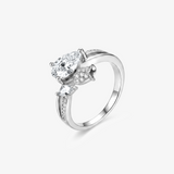 Pear Moissanite Butterfly Wing Pavé Ring