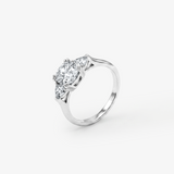 Cushion Moissanite Trillion Three Stone Ring