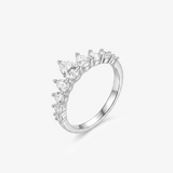 Pear Moissanite Crown Tiara Band Ring