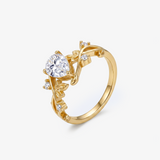 Pear Moissanite Floral Vine Gold Ring